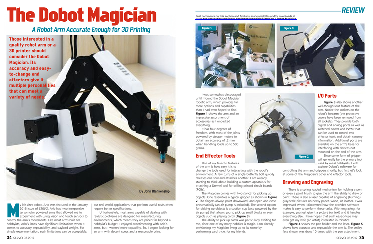 dobot magician on servo magazine in 2017